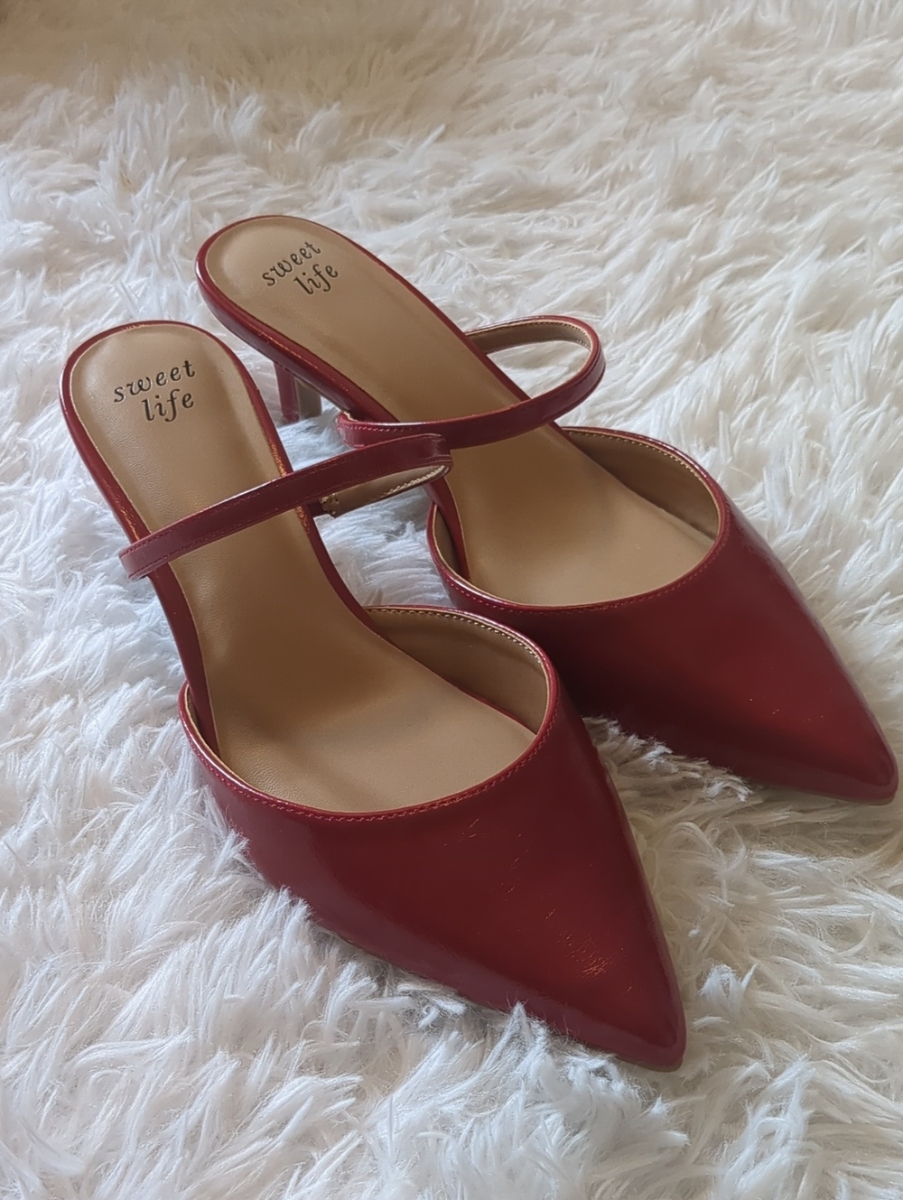 Red Pointed-Toe Strap Heels By Sweet Life . Size 8.5 Women
